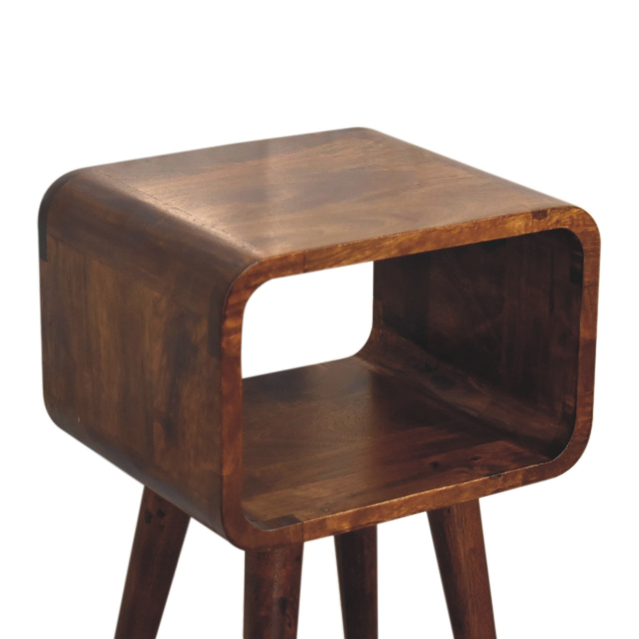 Mini Chestnut Curved Open Nightsand