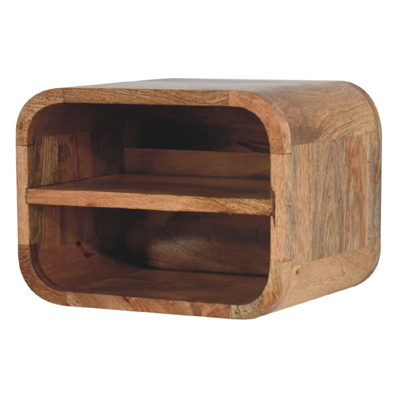 Oak-ish Floating Open Curve Nightsand